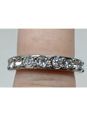 Ann Taylor Silver-Tone Eternity Band Ring With Clear Crystals Size 7 #RB1-3
